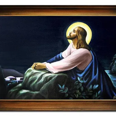 Obraz olejny - jezus chrystus - pan jezus modlący się w ogrójcu - 75x105 cm - g104735