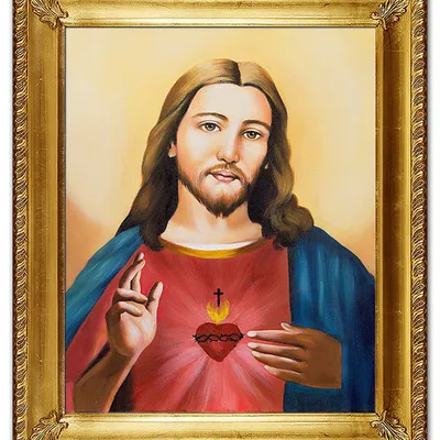 Obraz olejny - jezus chrystus - serce jezusa - 54x64 cm - g118429