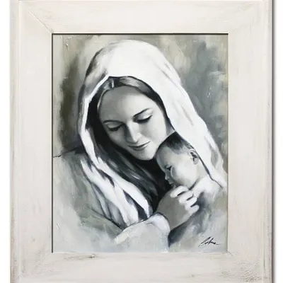 Maryja - matka boska z małym jezusem - 59x69 cm - g95028