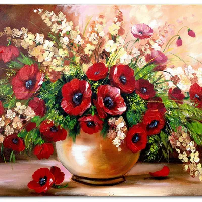 Obraz olejny - bukiety mieszane - 120x180 cm - g119127