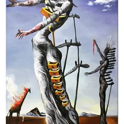 Obraz olejny - salvador dali - płonąca żyrafa - 60x90 cm - g109720