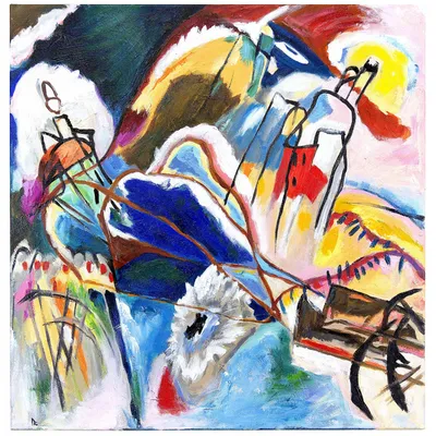 Obraz olejny - abstrakcyjne - wassily kandinsky - improwizacja no. 3 " - 60x60 cm - g116061