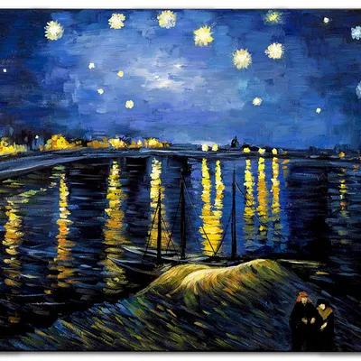Obraz olejny - vincent van gogh - gwiaździsta noc nad rodanem - 120x180 cm - g118954