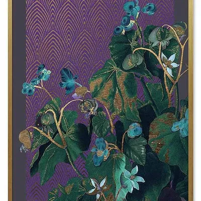 Obraz - tropikalne liście i kwiaty - 63x93cm - g103840