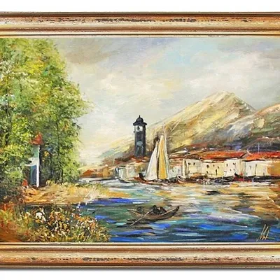 Marynistyka - wioska rybacka - 63x84 cm - g15306