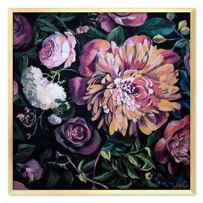 Obraz olejny - kwiaty nowoczesne - 63x63 cm - g111143