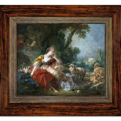 Francois boucher - dwie pasterki - 36x31 cm - g95156