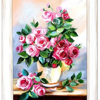Róże - bukiet z ogrodu - 64x84 cm - g16855