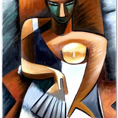 Obraz olejny - pablo picasso - kobieta z wachlarzem - 120x180 cm - g118864