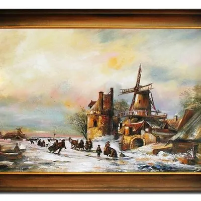 Architektura - młyn na wzgórzu - 75x105 cm - g06268