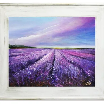 Pola lawendowe - pastelowa pole - 61x71 cm - g15660
