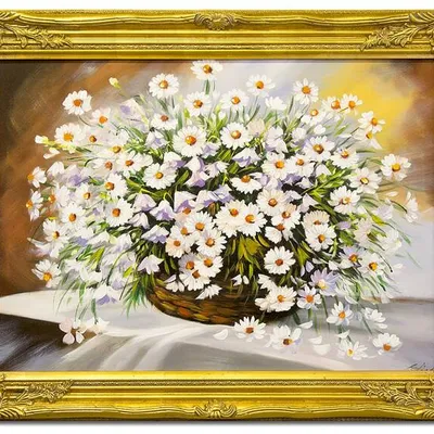 Obraz olejny - bukiety mieszane - 64x84 cm - g104865