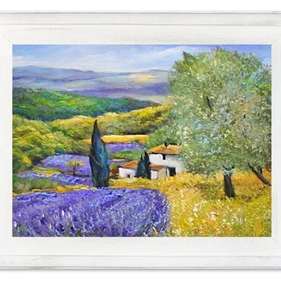 Pola lawendowe - dom skryty wśród pól - 40x50 cm - g15655