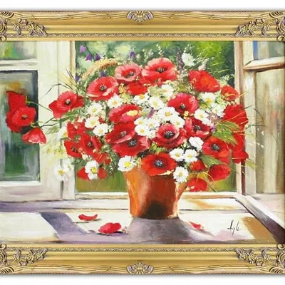 Maki - maki i stokrotki - 63x84 cm - g15510
