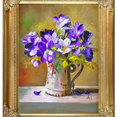 Bukiety mieszane- fiołki w kubku - 39x49 cm - g03391