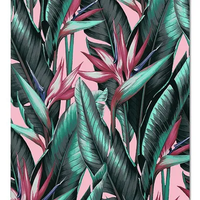 Obraz - tropikalne liście i kwiaty - 60x90cm - g109323