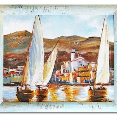 Marynistyka - trzy żaglówki - 53x64 cm - g03858