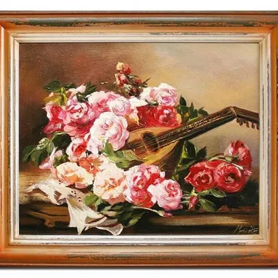 Tradycyjna - mandolina i róże - 53x64 cm - g05365