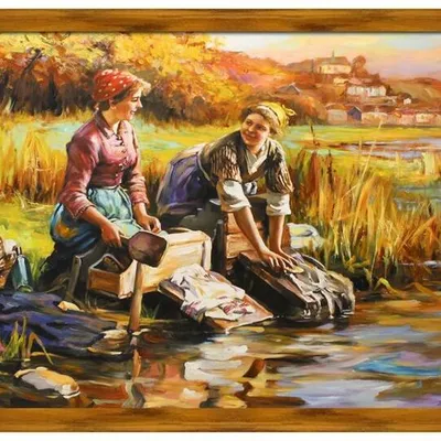 Daniel ridgway knight - kobiety piorące w strumieniu - 200x140 cm - g95201