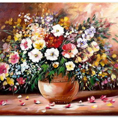 Obraz olejny - bukiety mieszane - 60x90 cm - g119124
