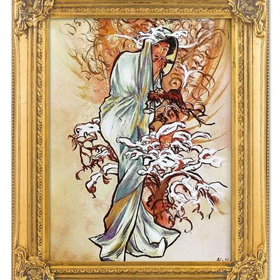 Obraz olejny - alfons mucha - wiosna - 40x50 cm - g03838