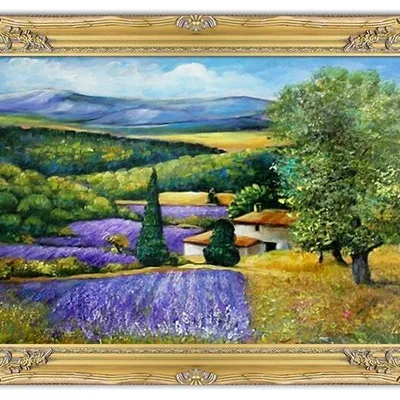 Pola lawendowe - dom skryty wśród pól - 78x108 cm - g94026