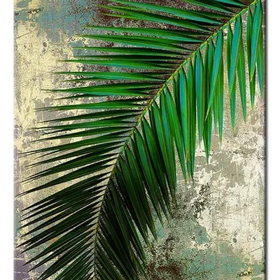 Obraz - tropikalne liście i kwiaty - 60x90cm - g97154