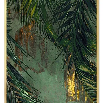 Obraz - tropikalne liście i kwiaty - 53x73cm - g105912