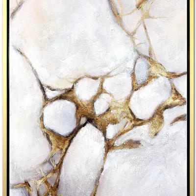 Obraz olejny - abstrakcyjne - płatki złota - rama typu "american box" - 85x125 cm - g118485