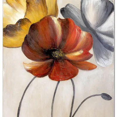 Obraz olejny - kwiaty nowoczesne - 110x150 cm - g119236