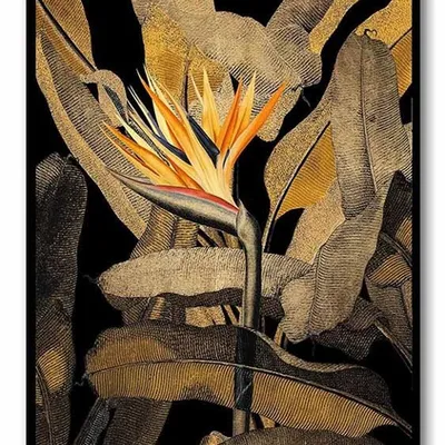 Obraz - tropikalne liście i kwiaty - 63x93cm - g99700