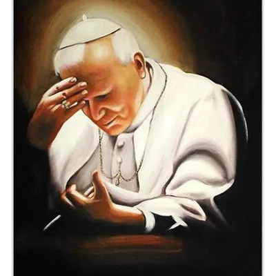 Papież jan paweł ii - zaduma - 60x90 cm - g95712