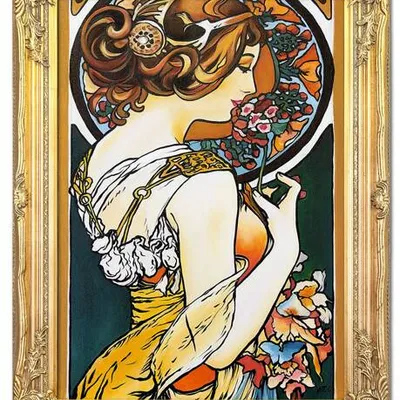 Obraz olejny - alfons mucha - pierwiosnek - 64x84 cm - g02781