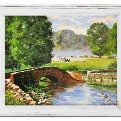 Pejzaż tradycyjny - kamienny most - 53x64 cm - g04243