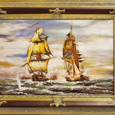 Marynistyka - żaglowce na falach - 90x120 cm - g93969