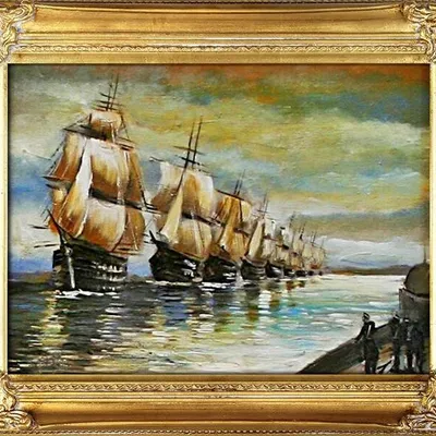 Marynistyka - morski konwój - 40x50 cm - g02190