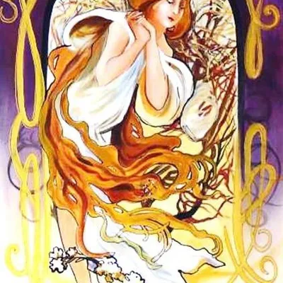 Obraz olejny - alfons mucha - wiosna - 60x90 cm - g00292