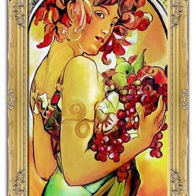 Obraz olejny - alfons mucha - owoce - 74x104 cm - g00295