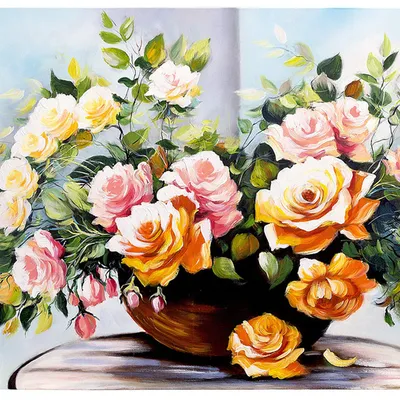 Obraz olejny - róże - 80x120 cm - g119234