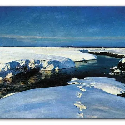 Julian fałat - krajobraz zimowy z rzeką - 60x90 cm - g93729