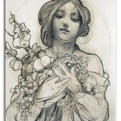 Alfons mucha - rysunek kobiety - 40x50 cm - g93780