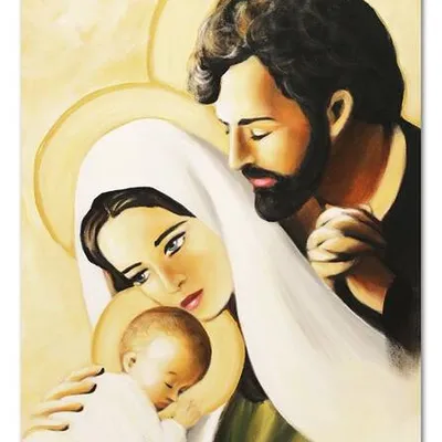 Obraz olejny - religijne - święta rodzina z dzieciątkiem - 50x70 cm - g112988