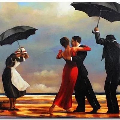 Obraz olejny - jack vettriano - śpiewający kamerdyner - 80x120 cm - g118814