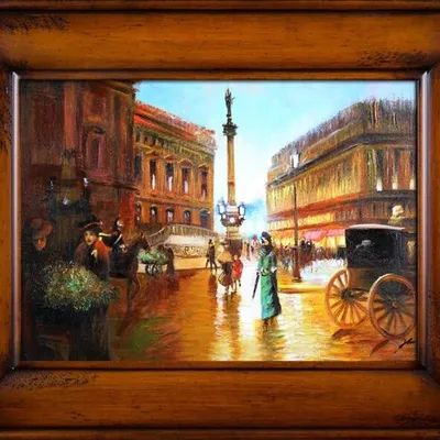 Architektura - ulica po deszczu - 76x96 cm - g16622