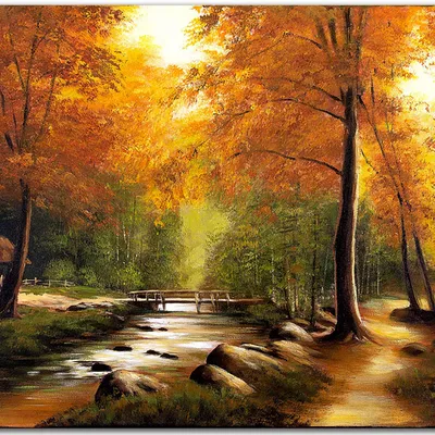 Pejzaż tradycyjny - leśny potok - 60x90 cm - g01314