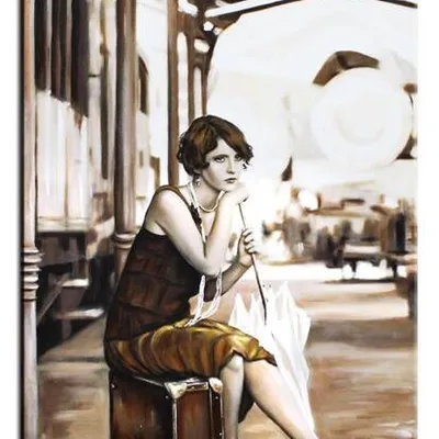 Ludzie - czekająca na peronie - 60x90 cm -g16938