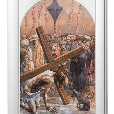 Obraz olejny - religijne - droga krzyżowa - 65x95 cm - g105851