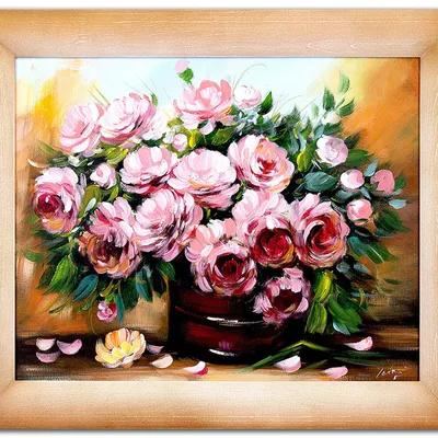 Obraz olejny - róże - 51x61 cm - g118563