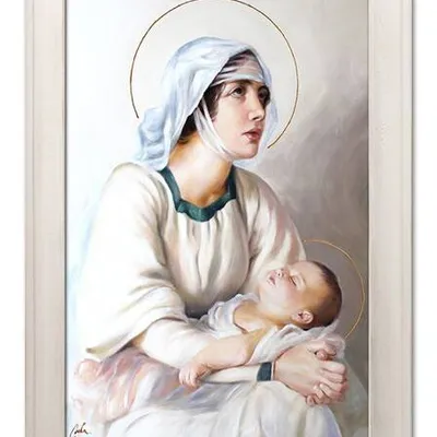 Obraz olejny - święta z dzieciątkiem - 75x105 cm - g115406