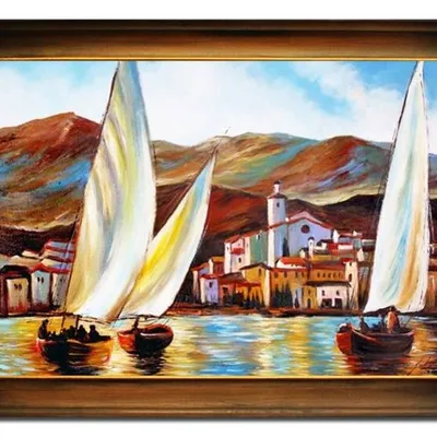 Marynistyka - trzy żaglówki - 75x105 cm - g02577